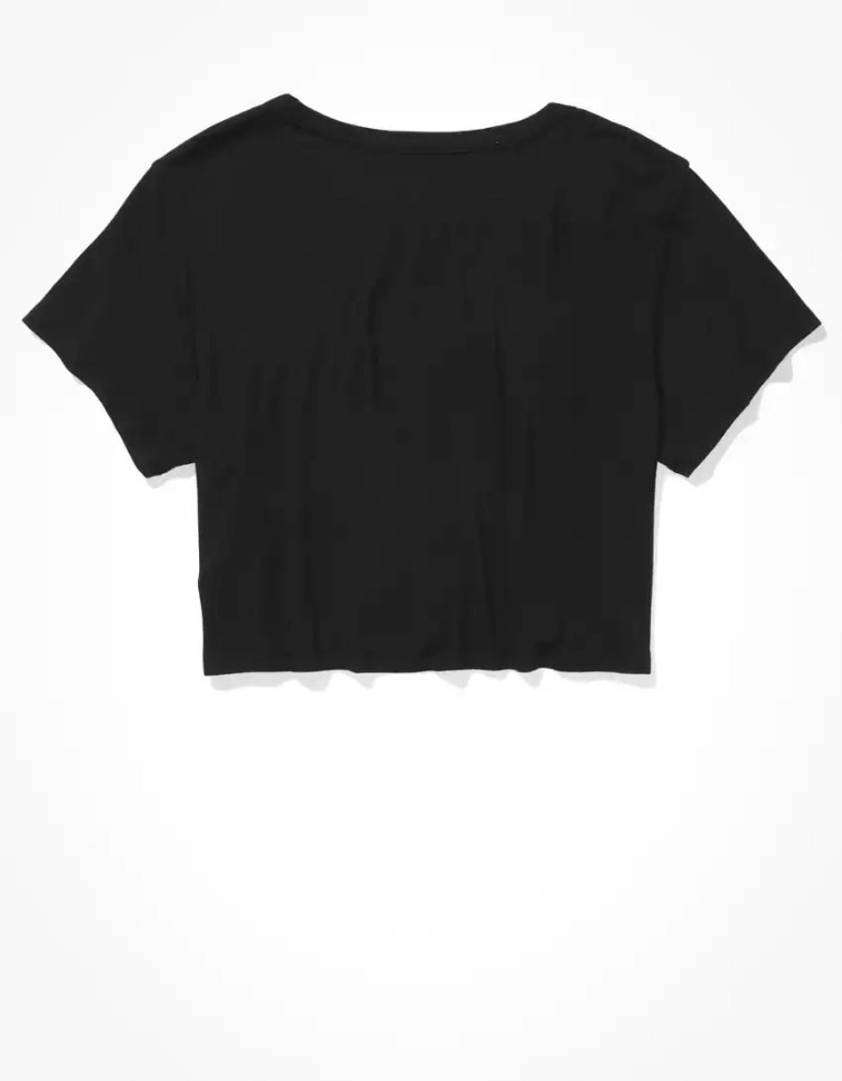 T Shirts American Eagle AE Cropped Soft & Sexy Pocket Tee Noir Femme | KOM-49892832